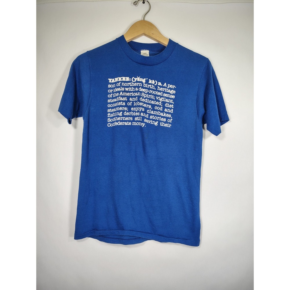 Vintage Mayo Spruce Yankee Definition‎ T-Shirt Blue Single Stitch 80s Large